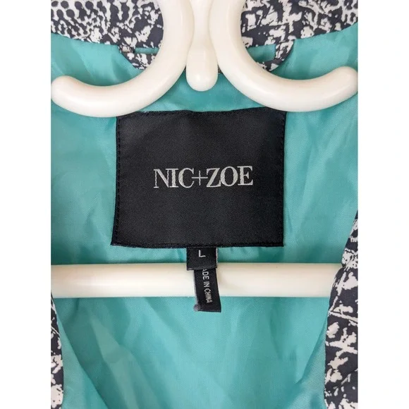 NIC+ZOE Women's L Quilted Zip Vest Black White‎ Pattern - Picture 6 of 8